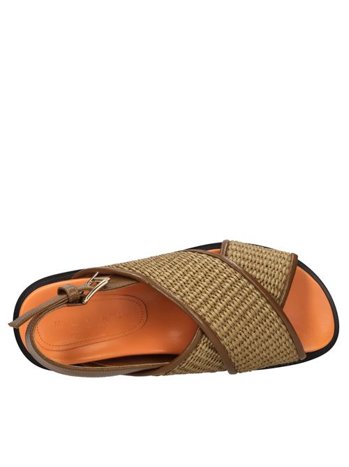 Sandali in rafia e pelle MARNI | FBMS013801 P3860MARRONE